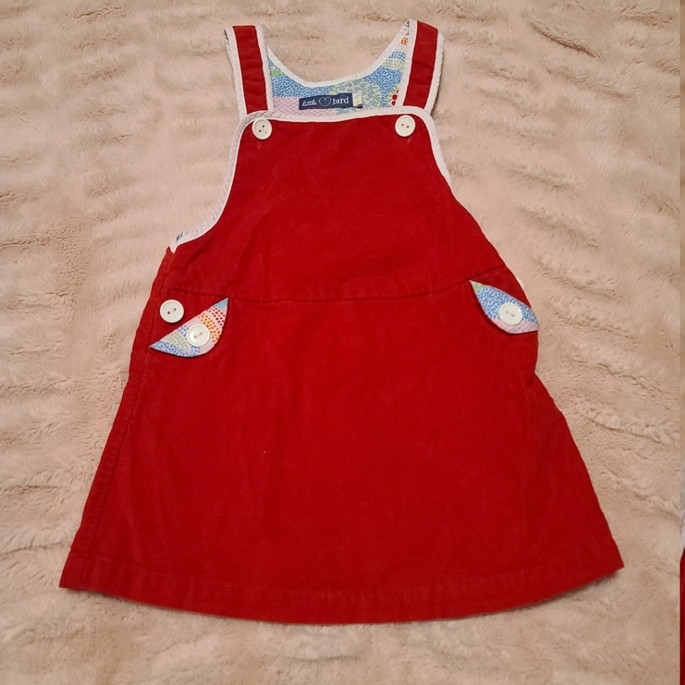 Little Bird red corduroy pinafore dress size 2t 3t